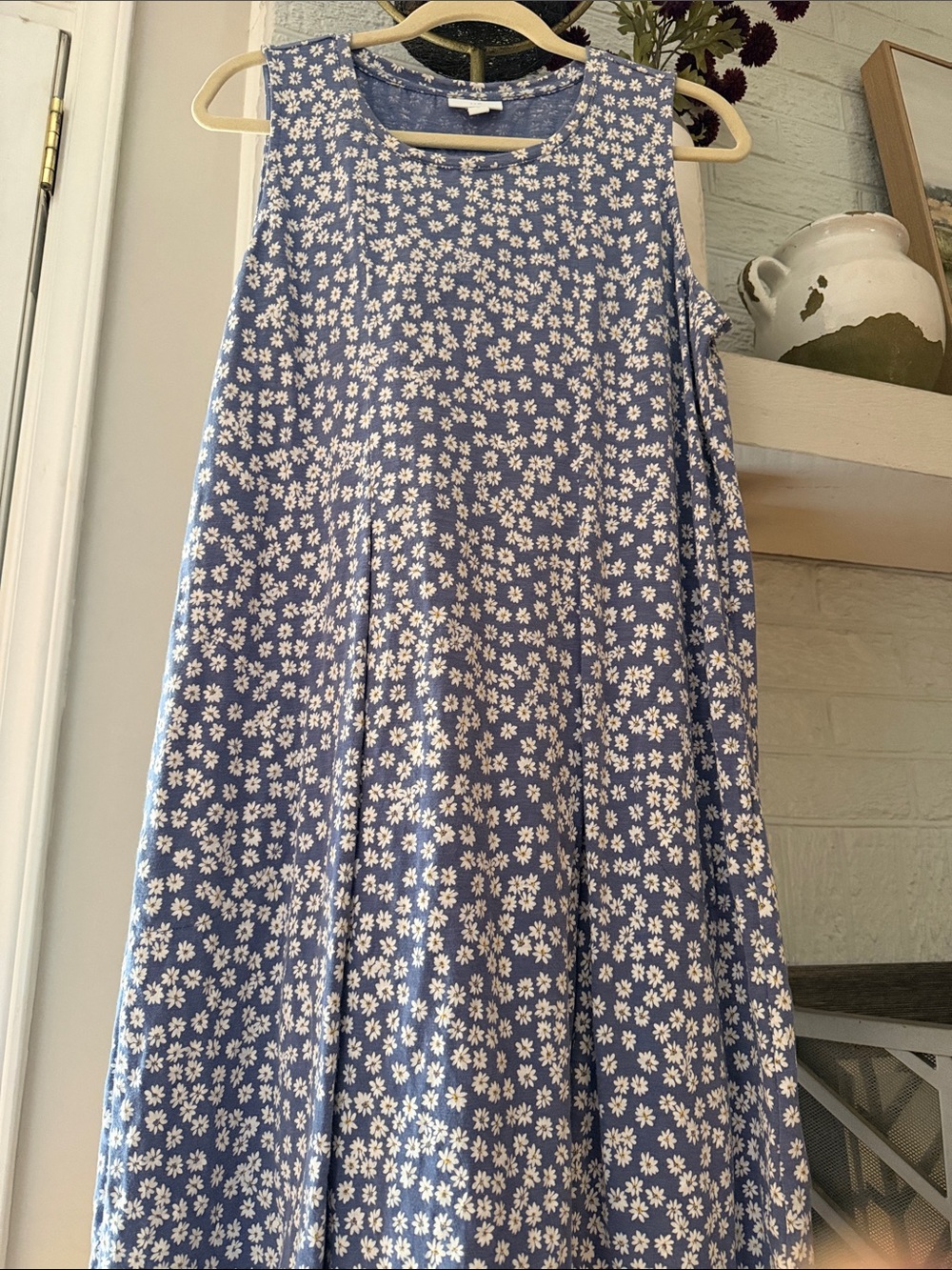 J. Jill Blue Daisy Print Sleeveless Dress 👗 Large  💐 - Picture 5 of 12
